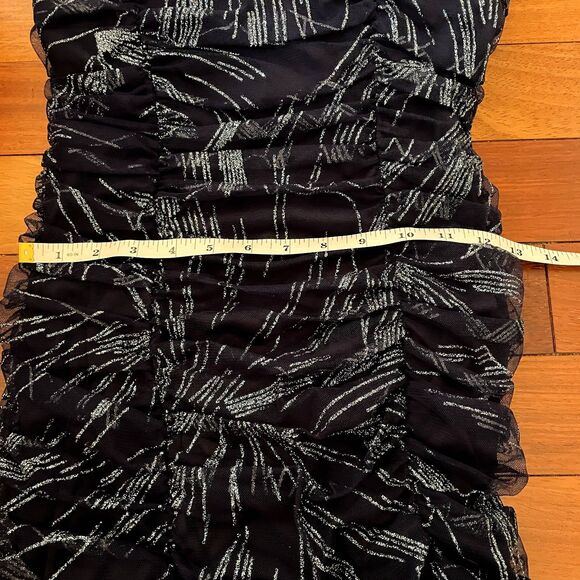 Y2k Strapless Mini Dress Bodycon Sparkly Ruched Sz XS Party Club HOCO Event - Picture 9 of 9